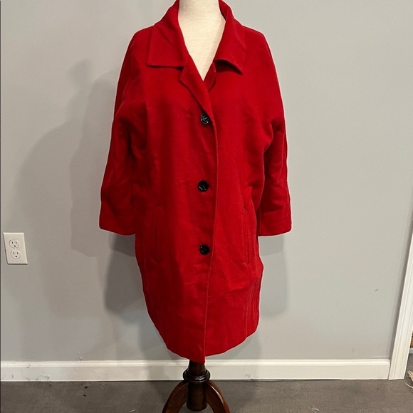 elevenses Jackets & Blazers - Elevenses Anthropologie Red Coat Oversized XS